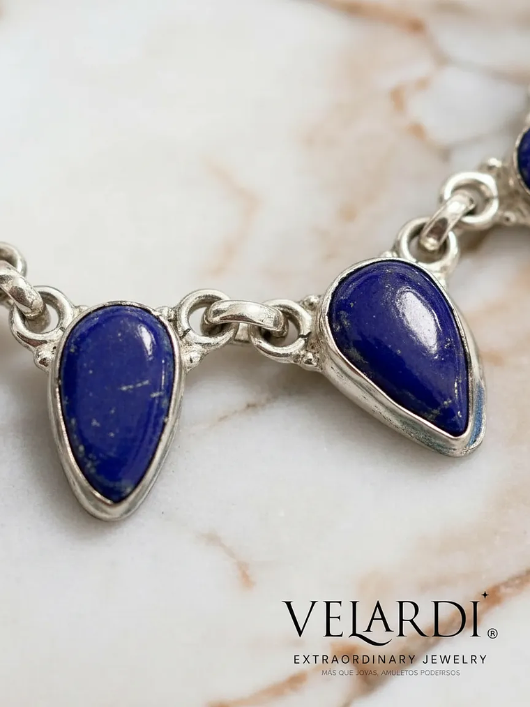 Pulsera Lapislazuli de Afganistan en Plata 925 2