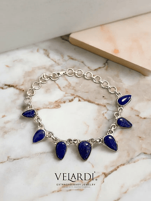 Pulsera Lapislazuli de Afganistan en Plata 925