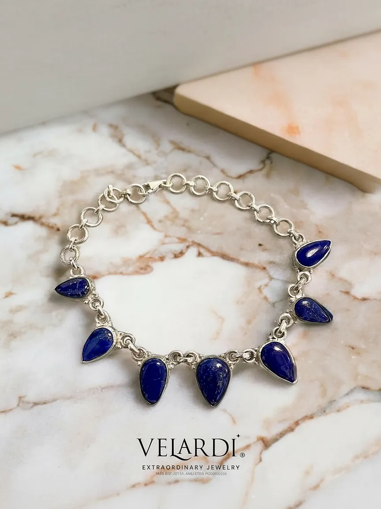 Pulsera Lapislazuli de Afganistan en Plata 925 1