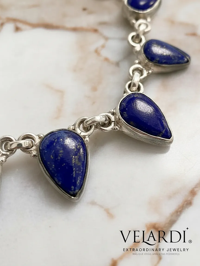 Pulsera Lapislazuli de Afganistan en Plata 925 6