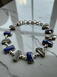 Pulsera lapislazuli de afganistan y Piedra Luna arcoiris de la india Plata 925 - Miniatura 3