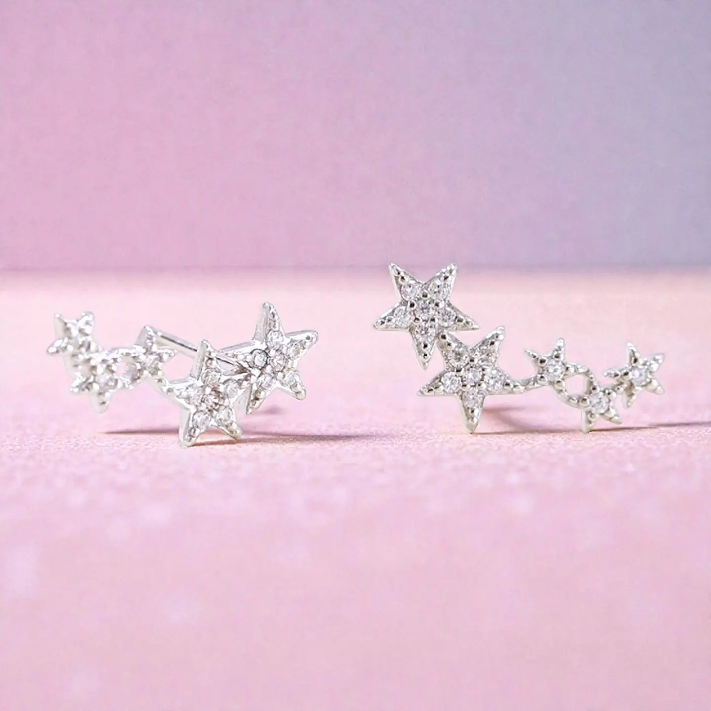 Aros Estrella con Zirconias | Plata 925 baño de rodio 3