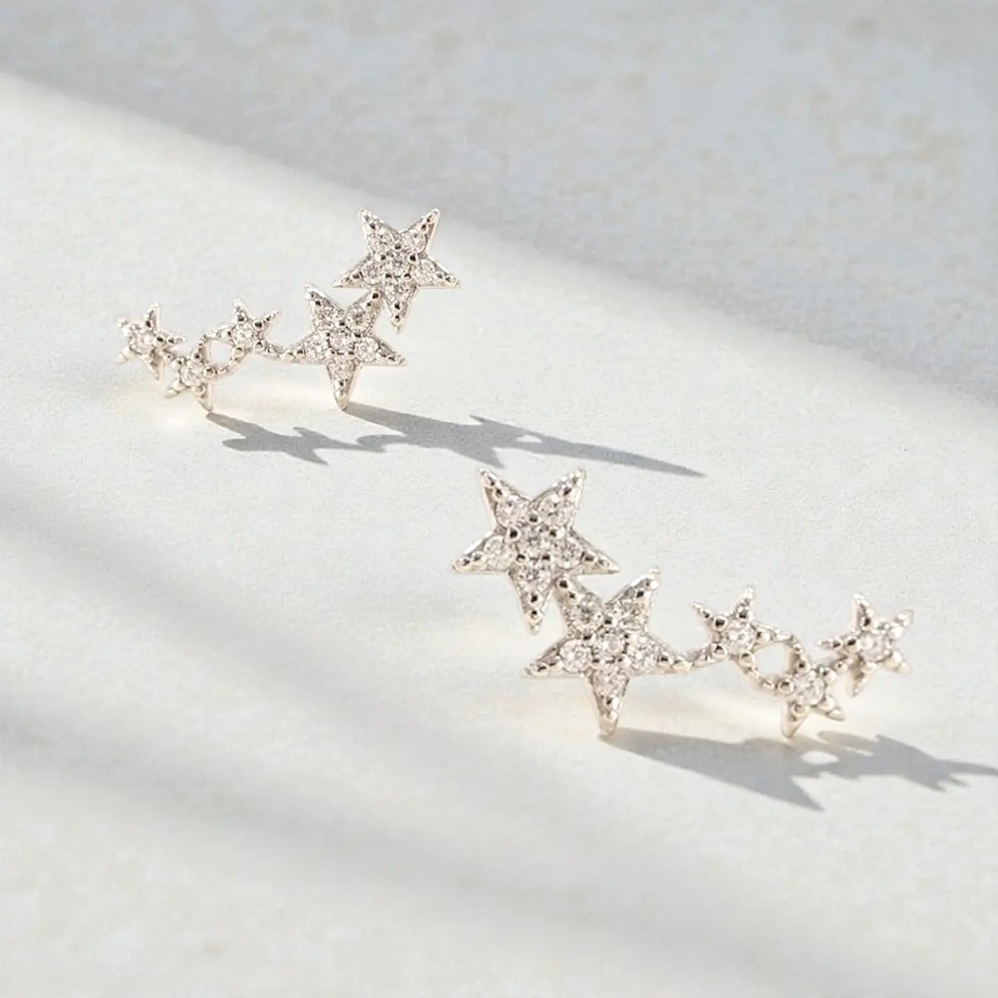 Aros Estrella con Zirconias | Plata 925 baño de rodio 4