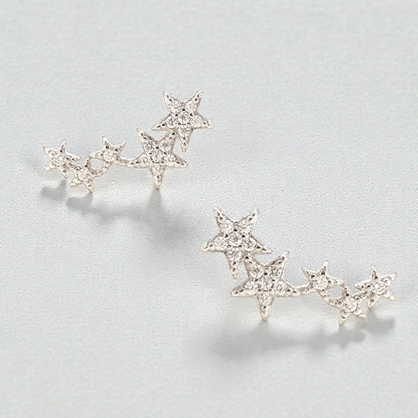 Aros Estrella con Zirconias | Plata 925 baño de rodio 5