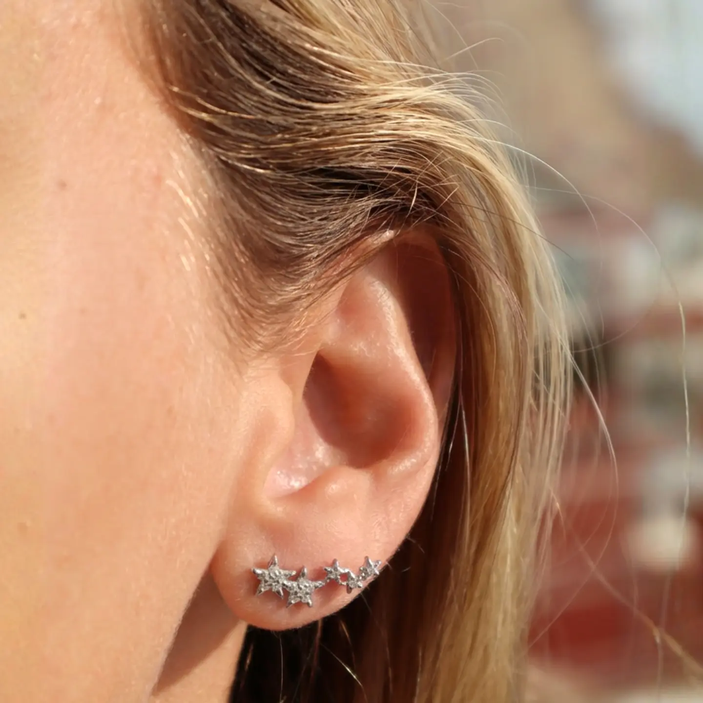Aros Estrella con Zirconias | Plata 925 baño de rodio 2