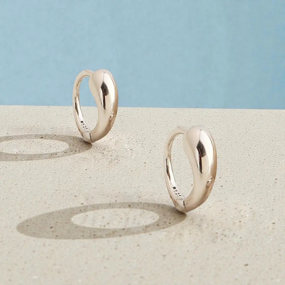 Argollas Gota | Plata 925 baño de rodio 4