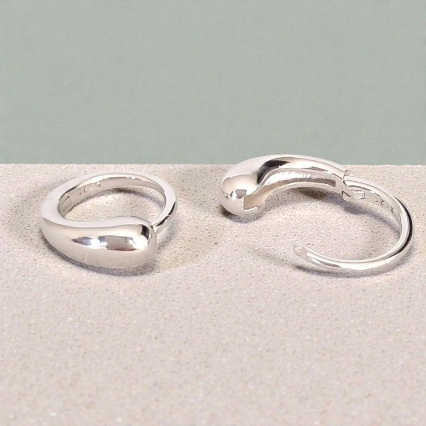 Argollas Gota | Plata 925 baño de rodio 3