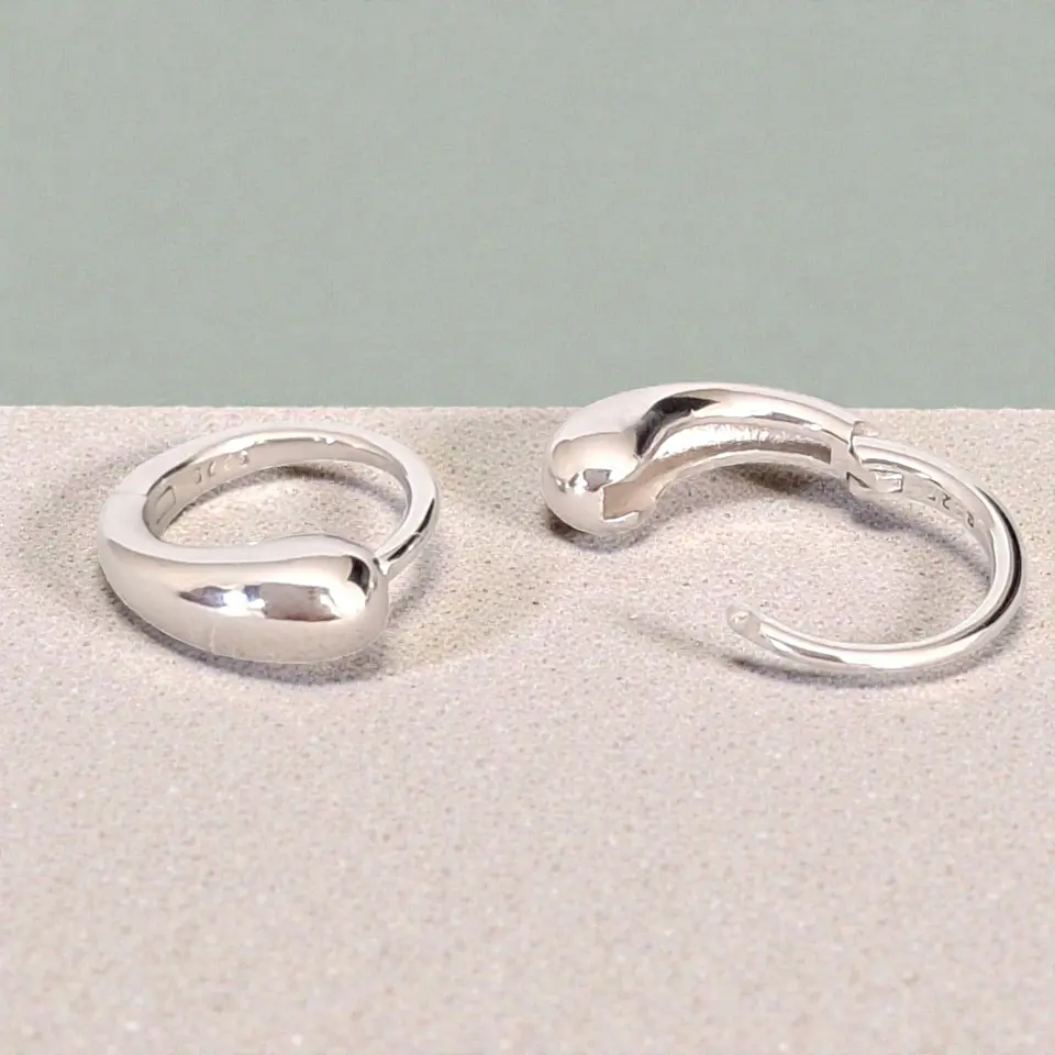 Argollas Gota | Plata 925 baño de rodio 3