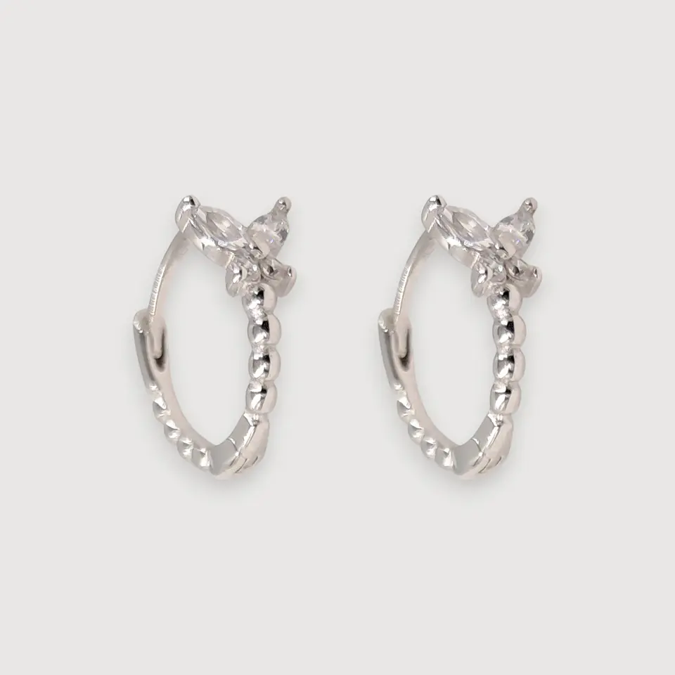 Argollas Mariposa Blanca | Plata 925 baño de rodio 1
