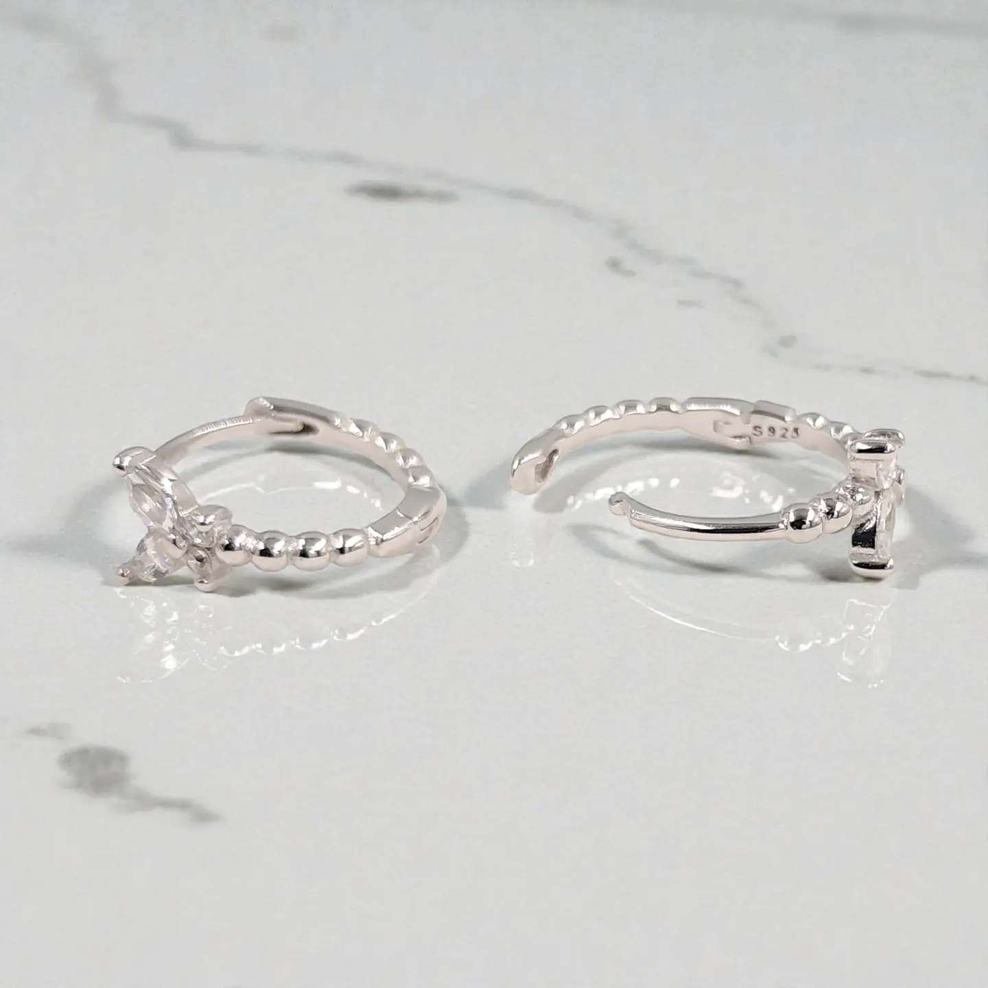 Argollas Mariposa Blanca | Plata 925 baño de rodio 3