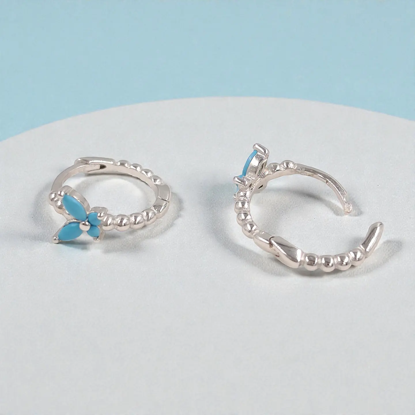 Argollas Mariposa Turquesa | Plata 925 baño de rodio 3