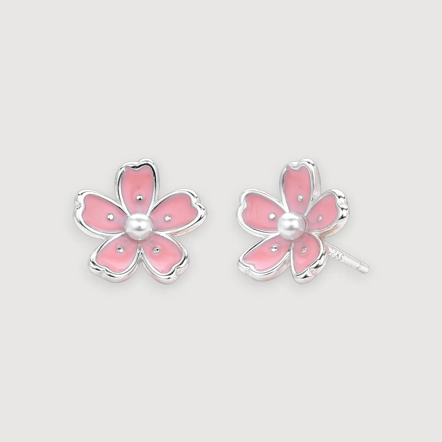 Aros Flor Rosa | Plata 925 baño de rodio 1