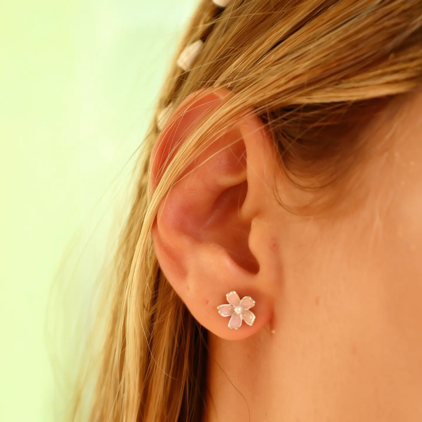 Aros Flor Rosa | Plata 925 baño de rodio 2
