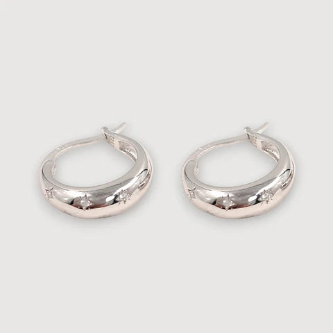 Argollas Estrellita | Plata 925 baño de rodio