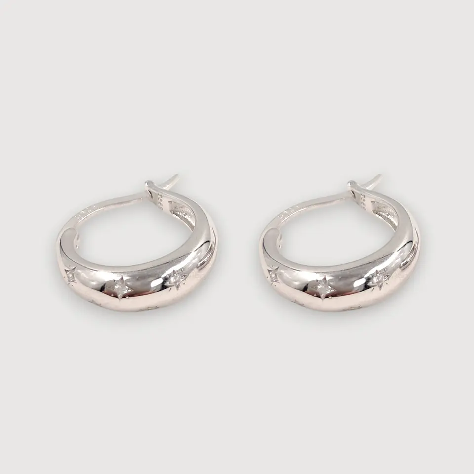 Argollas Estrellita | Plata 925 baño de rodio 1