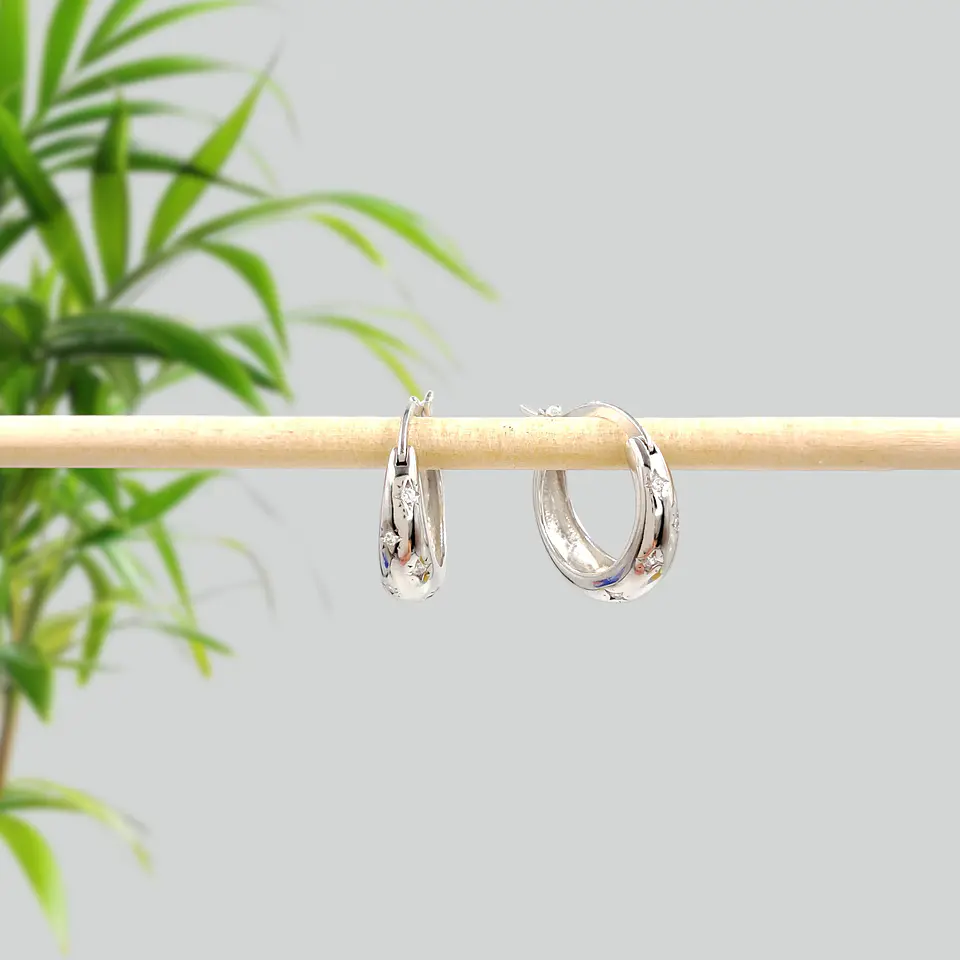 Argollas Estrellita | Plata 925 baño de rodio 4