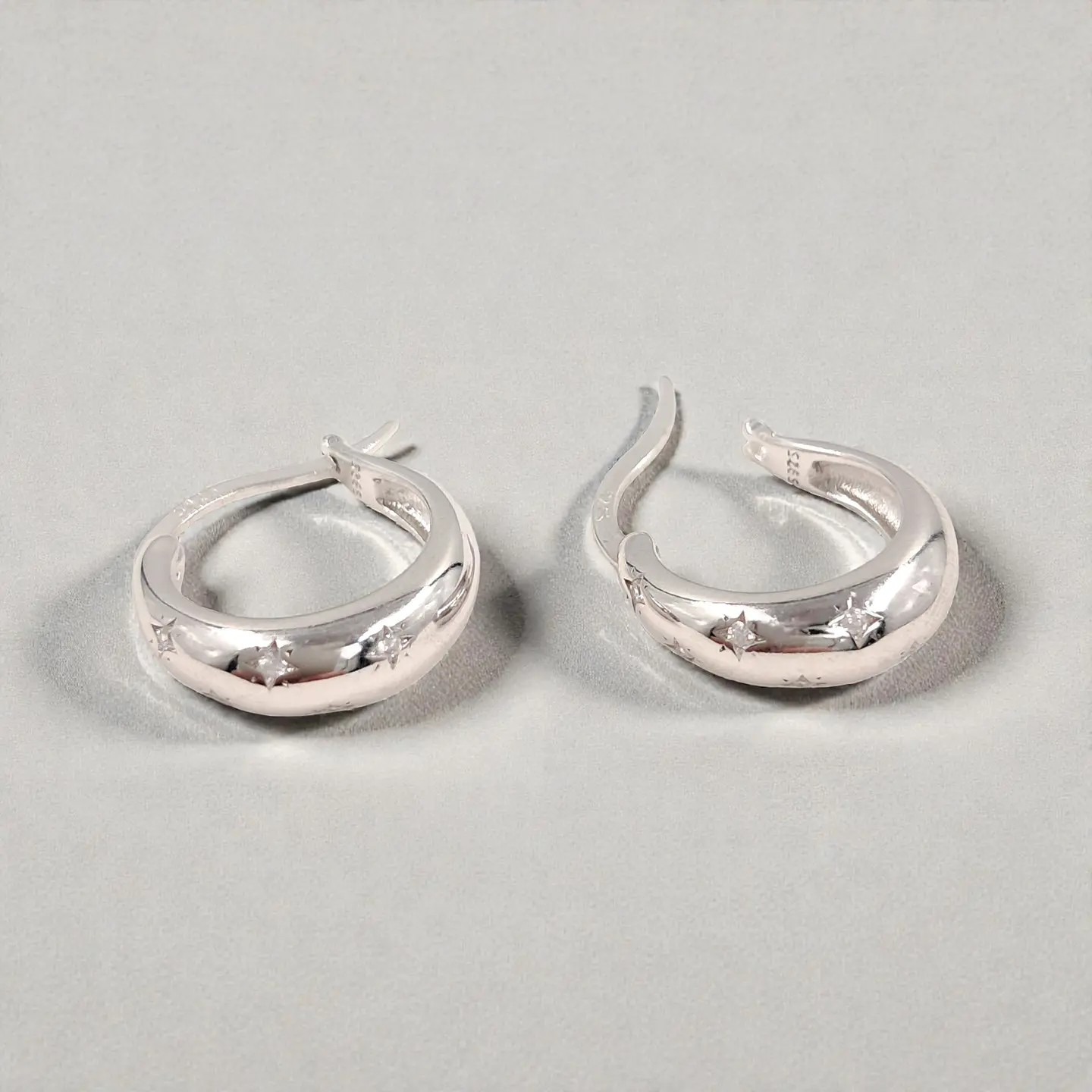 Argollas Estrellita | Plata 925 baño de rodio 3