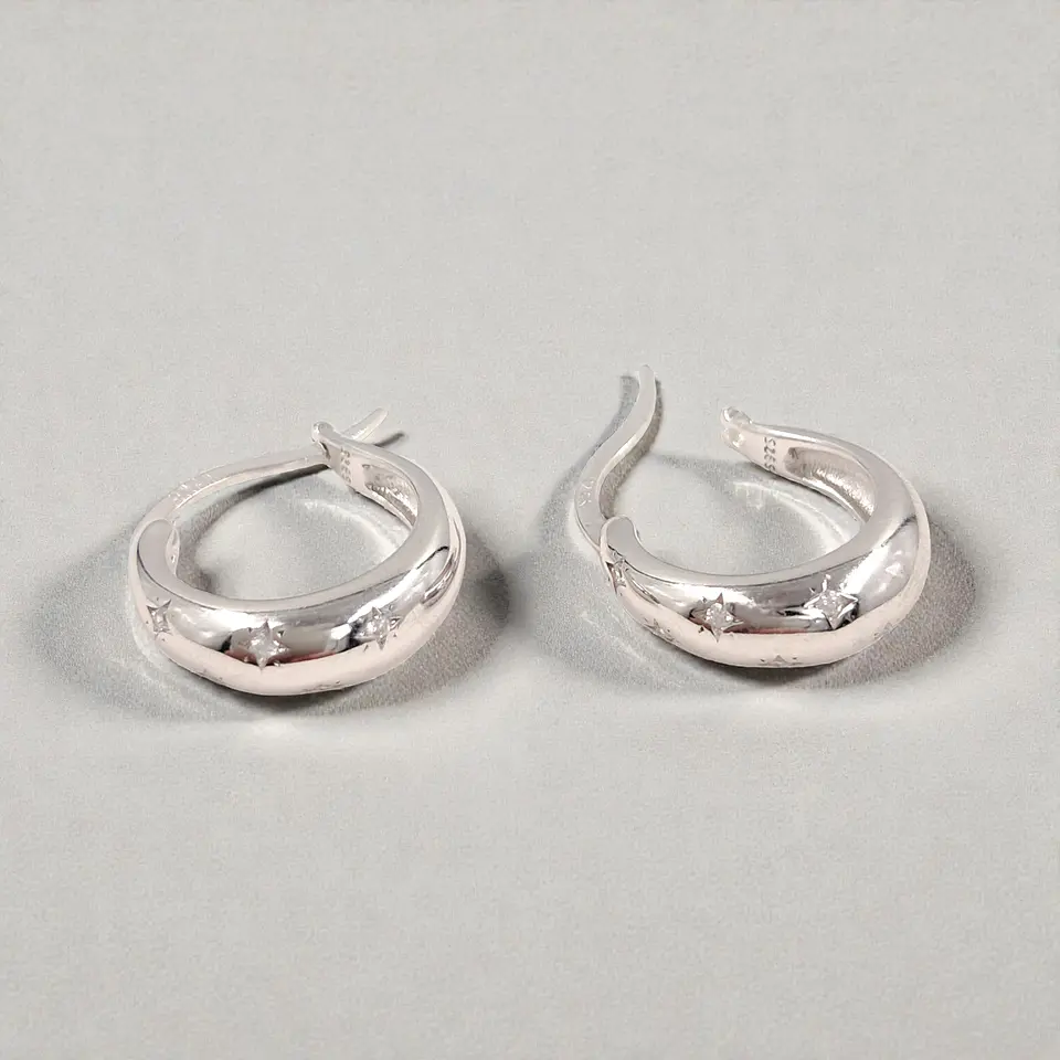 Argollas Estrellita | Plata 925 baño de rodio 3