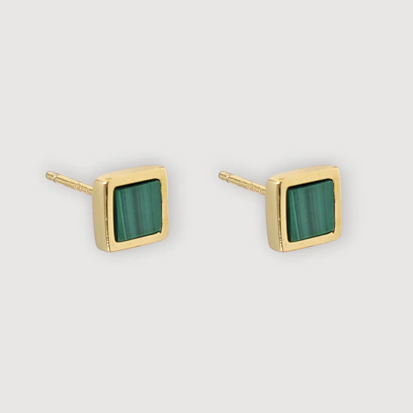 Aros Malaquita | Plata 925 baño de oro 18k 1