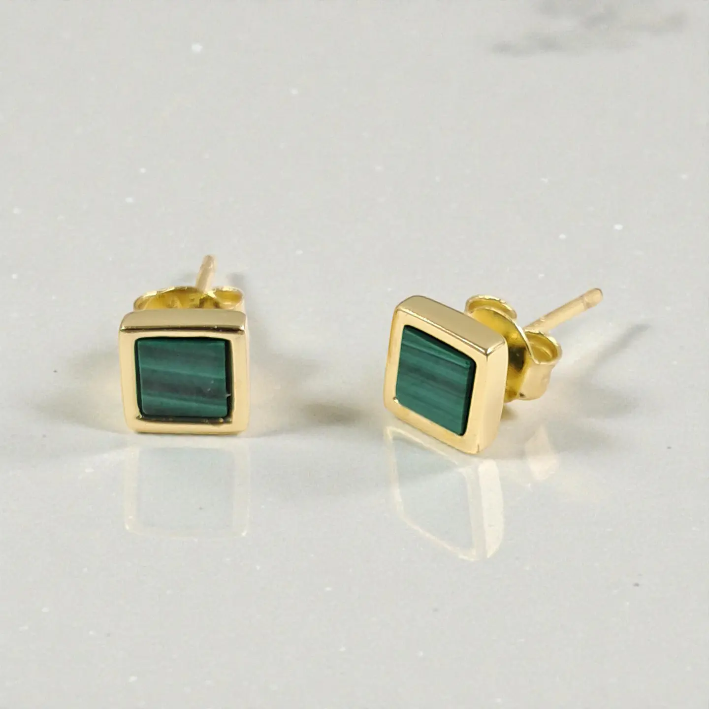Aros Malaquita | Plata 925 baño de oro 18k 3