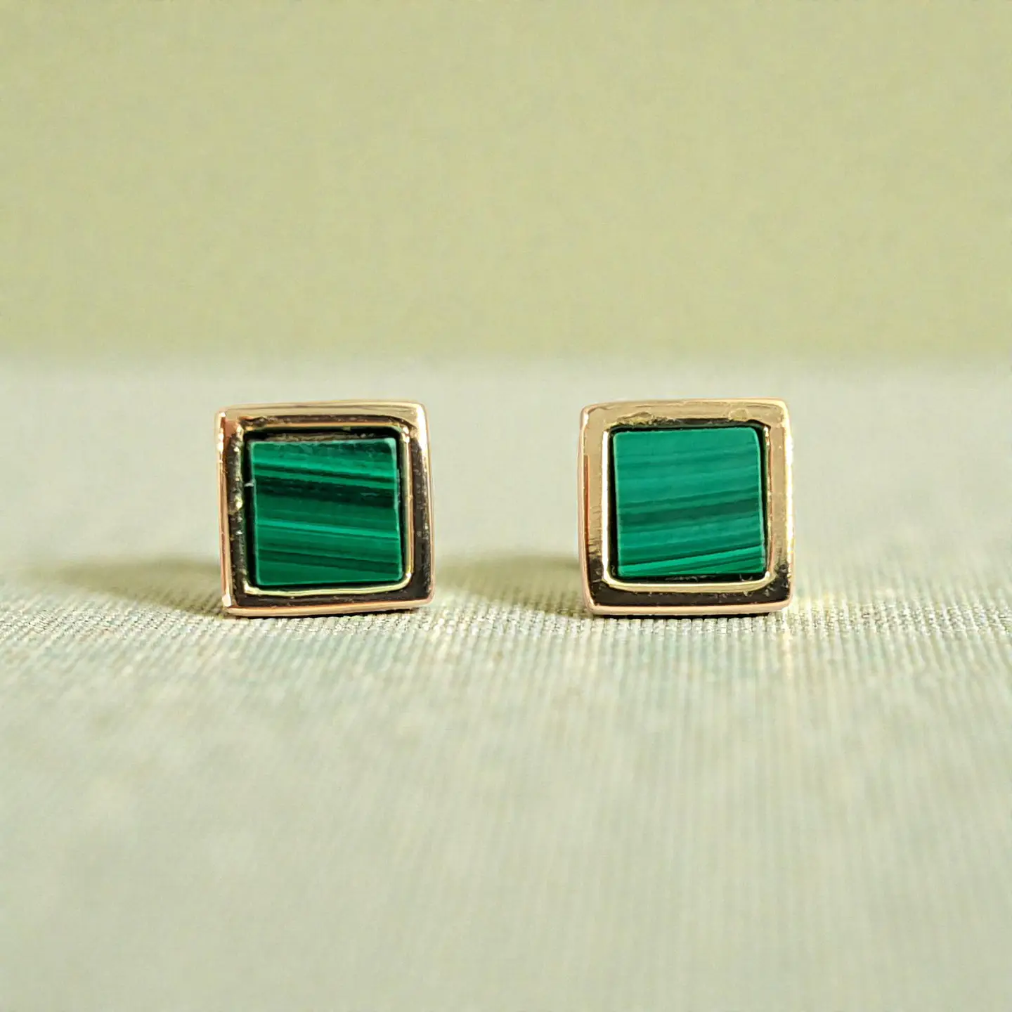 Aros Malaquita | Plata 925 baño de oro 18k 4