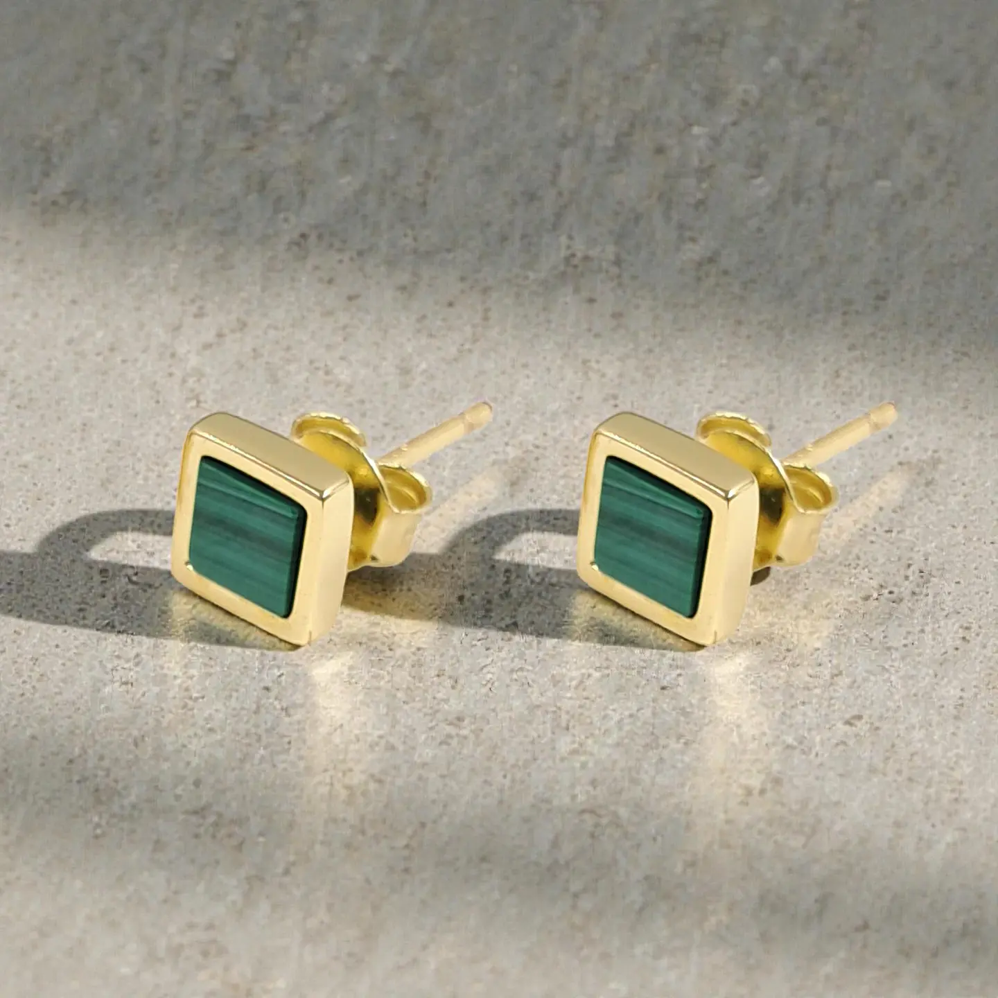 Aros Malaquita | Plata 925 baño de oro 18k 5