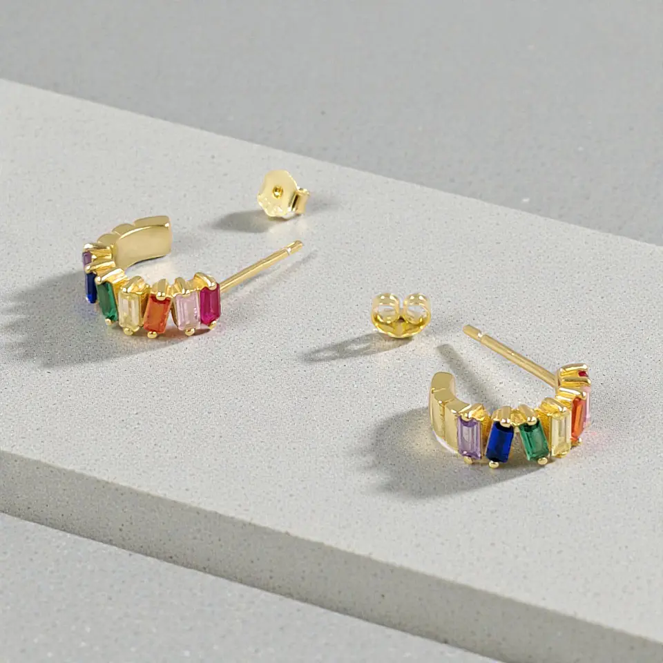 Aros Fiesta | Plata 925 baño de oro 18k  3