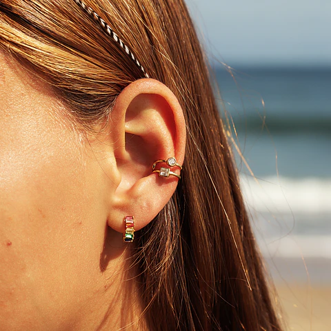 Aros Fiesta | Plata 925 baño de oro 18k 