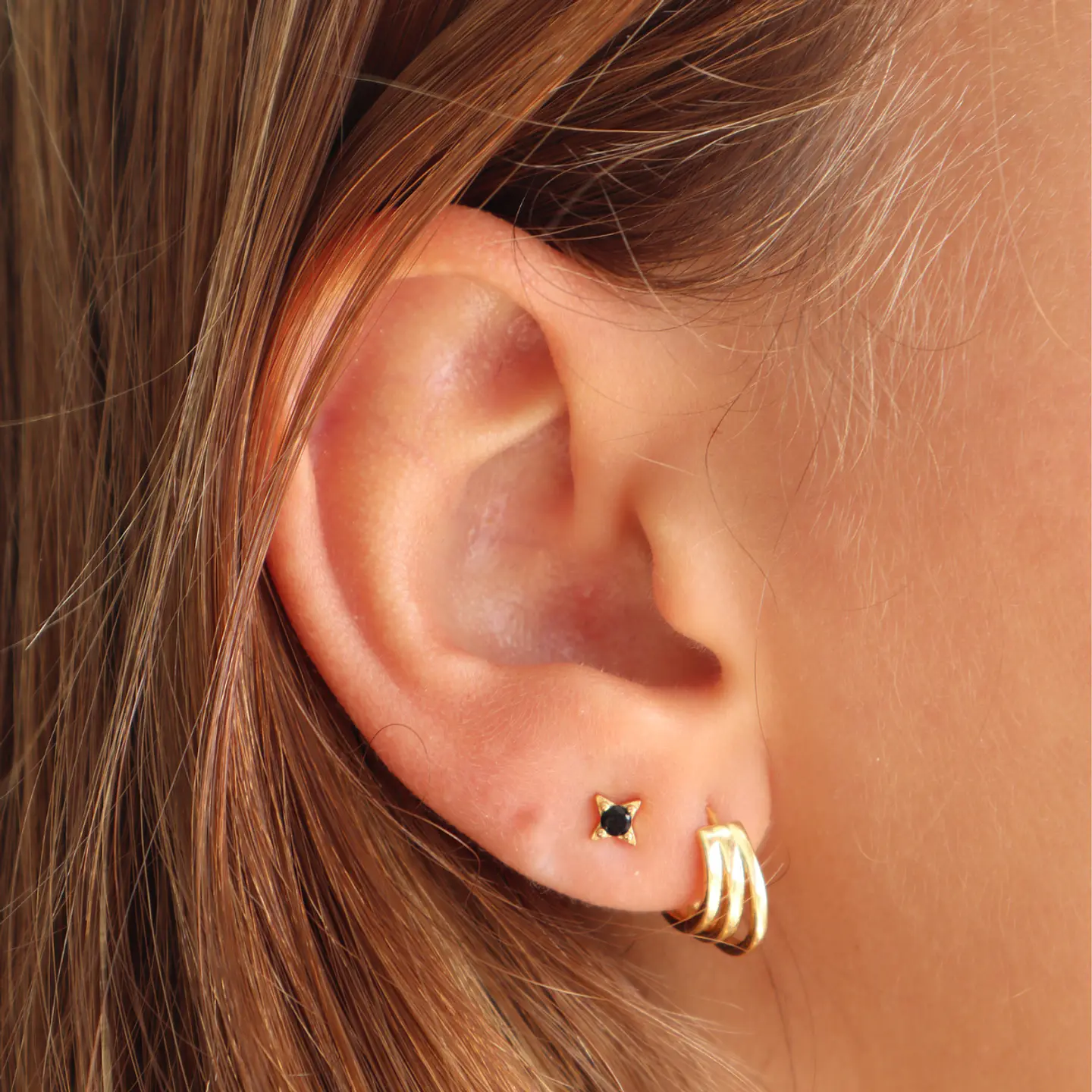 Aros Noche | Plata 925 baño de oro 18k 2