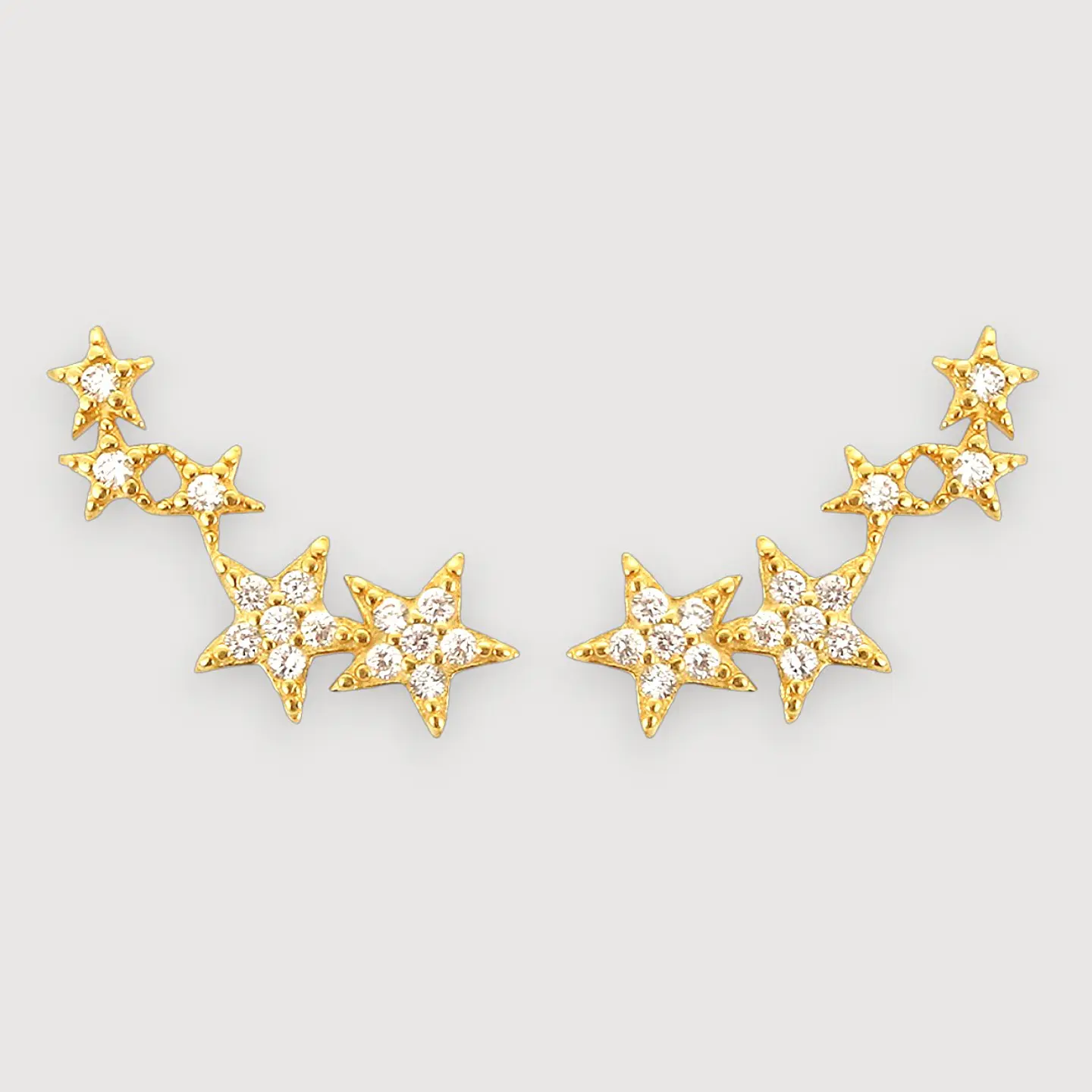 Aros Estrella con Zirconias | Plata 925 baño de oro 18k 1