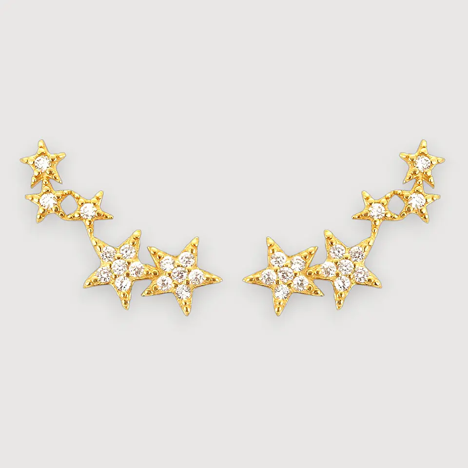 Aros Estrella con Zirconias | Plata 925 baño de oro 18k 1