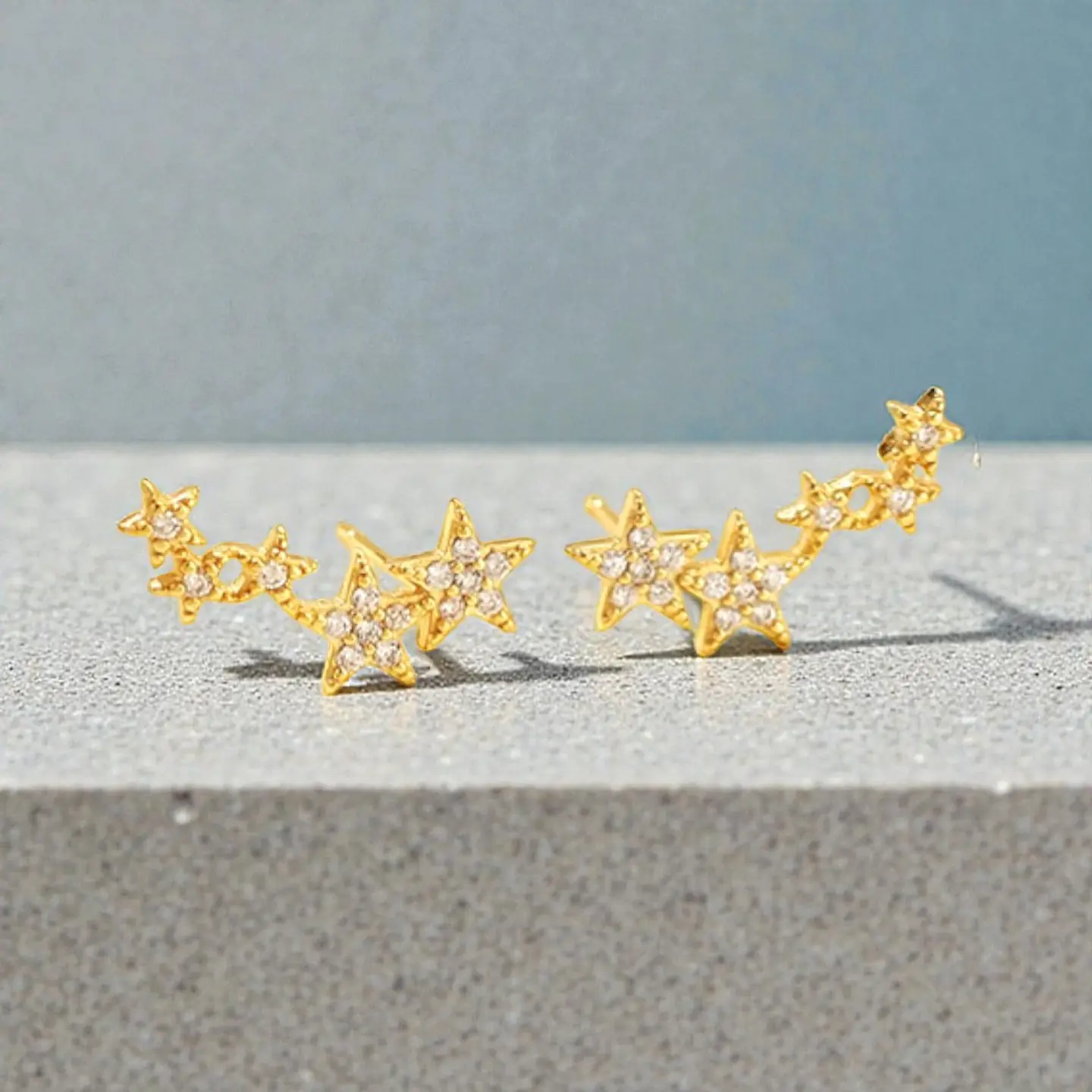 Aros Estrella con Zirconias | Plata 925 baño de oro 18k 3
