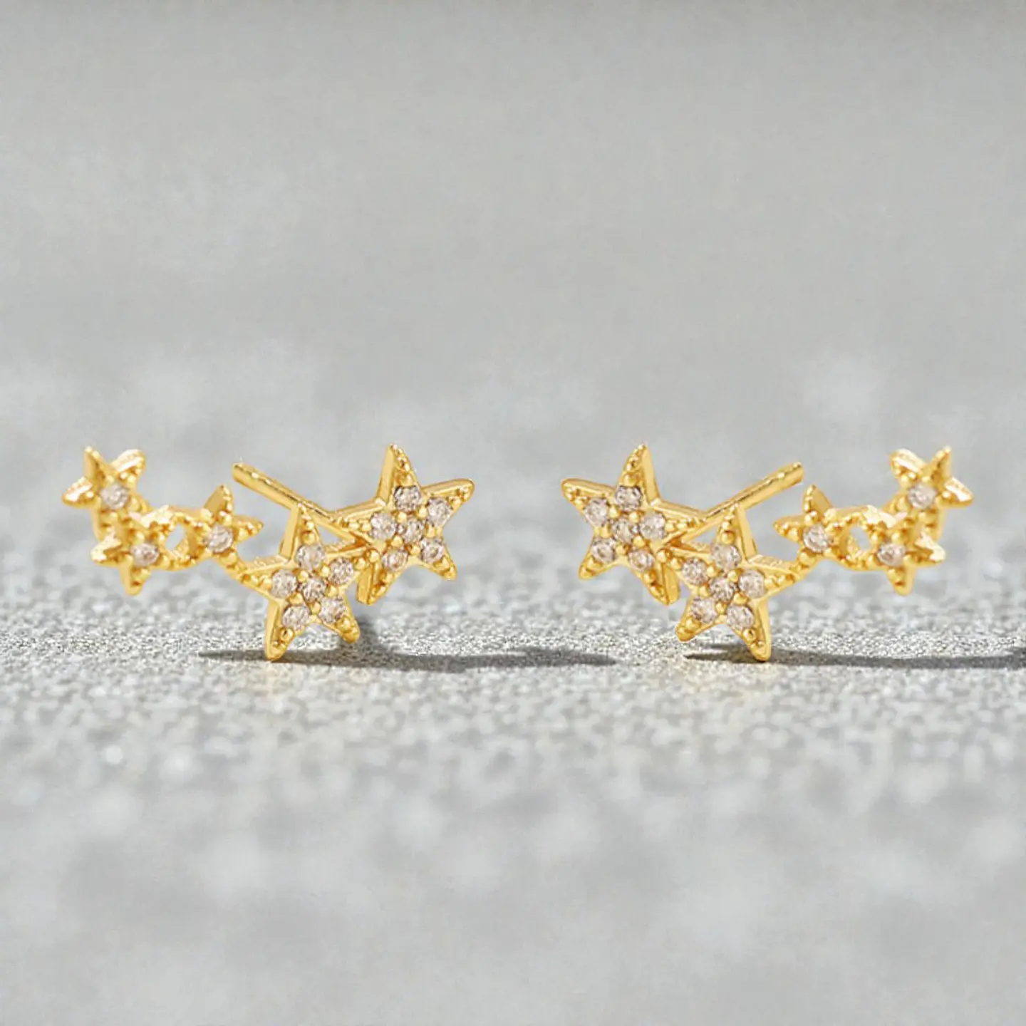 Aros Estrella con Zirconias | Plata 925 baño de oro 18k 4