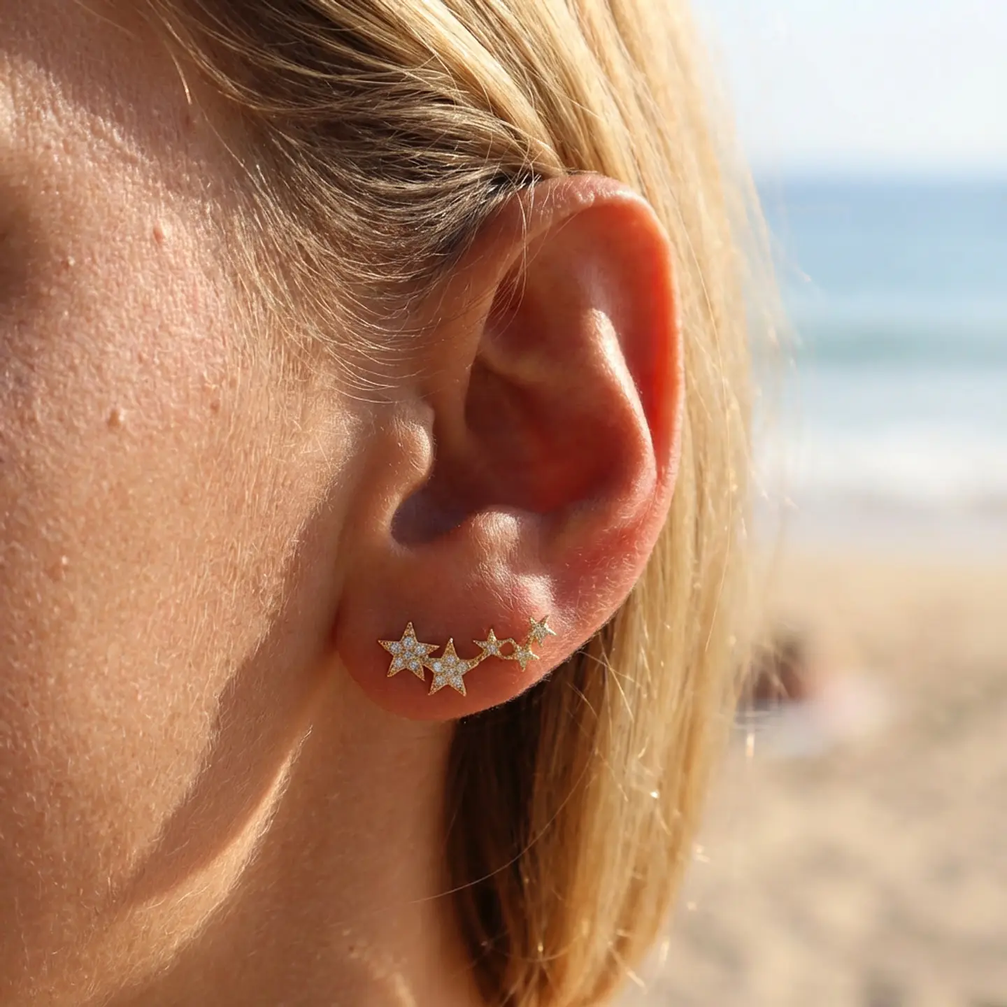 Aros Estrella con Zirconias | Plata 925 baño de oro 18k 2