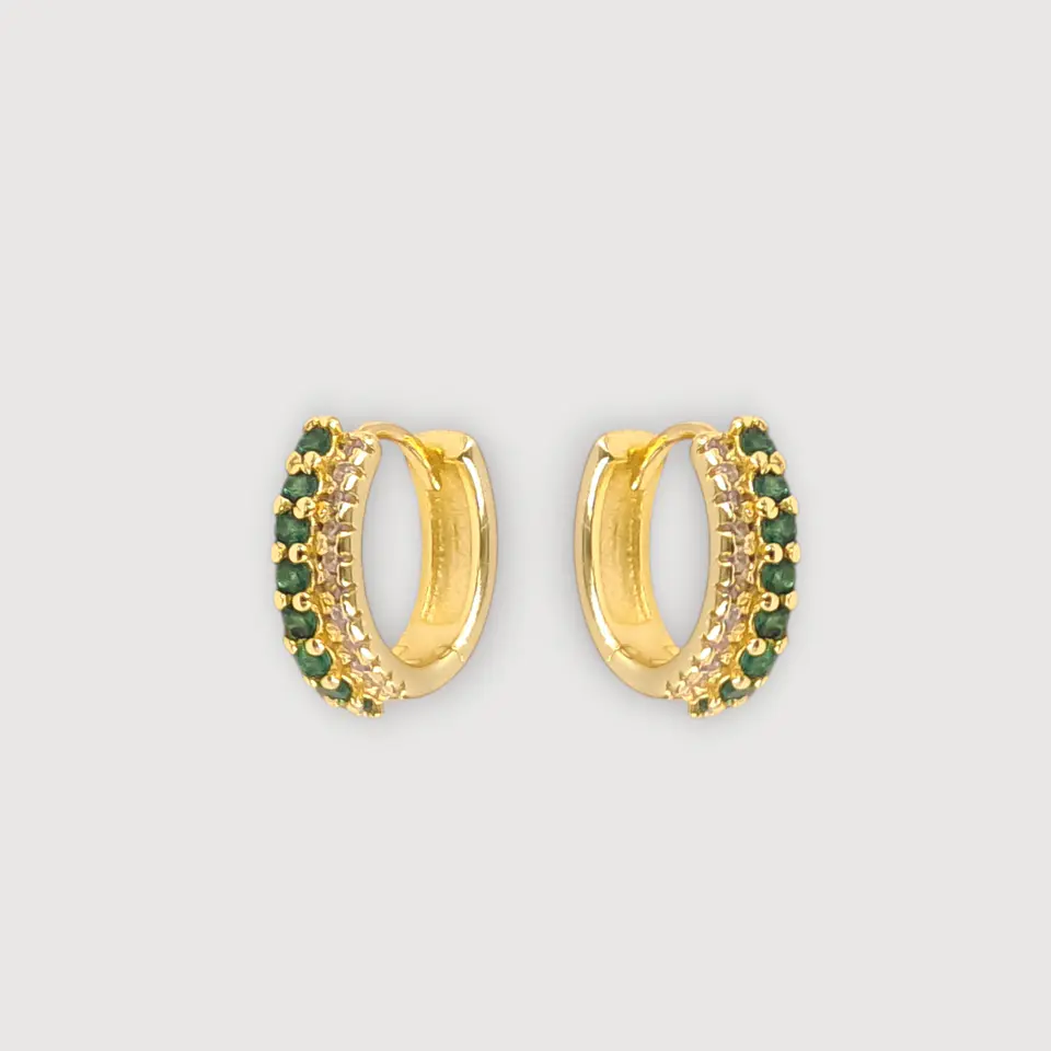 Argollas Aurora Verde | Plata 925 baño de oro 18k 1