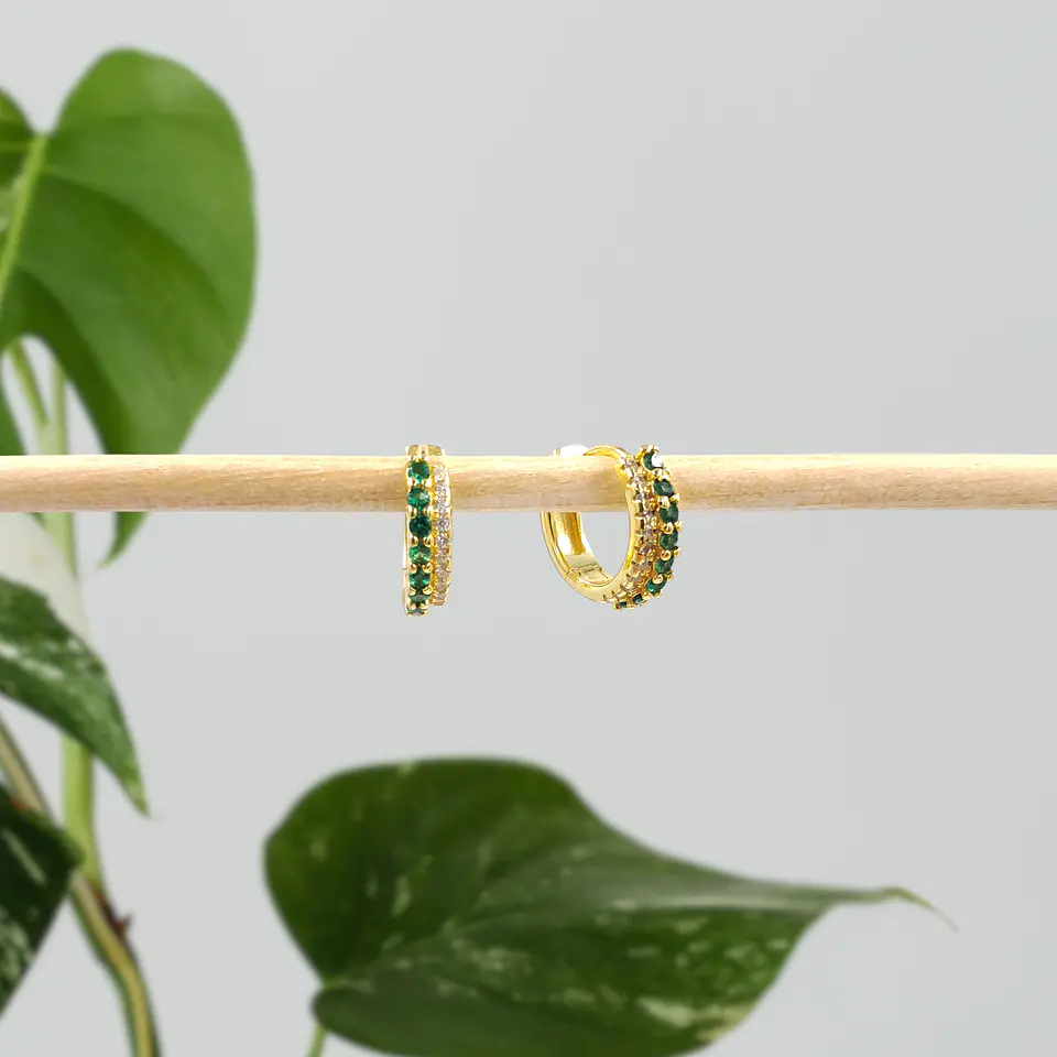 Argollas Aurora Verde | Plata 925 baño de oro 18k 4