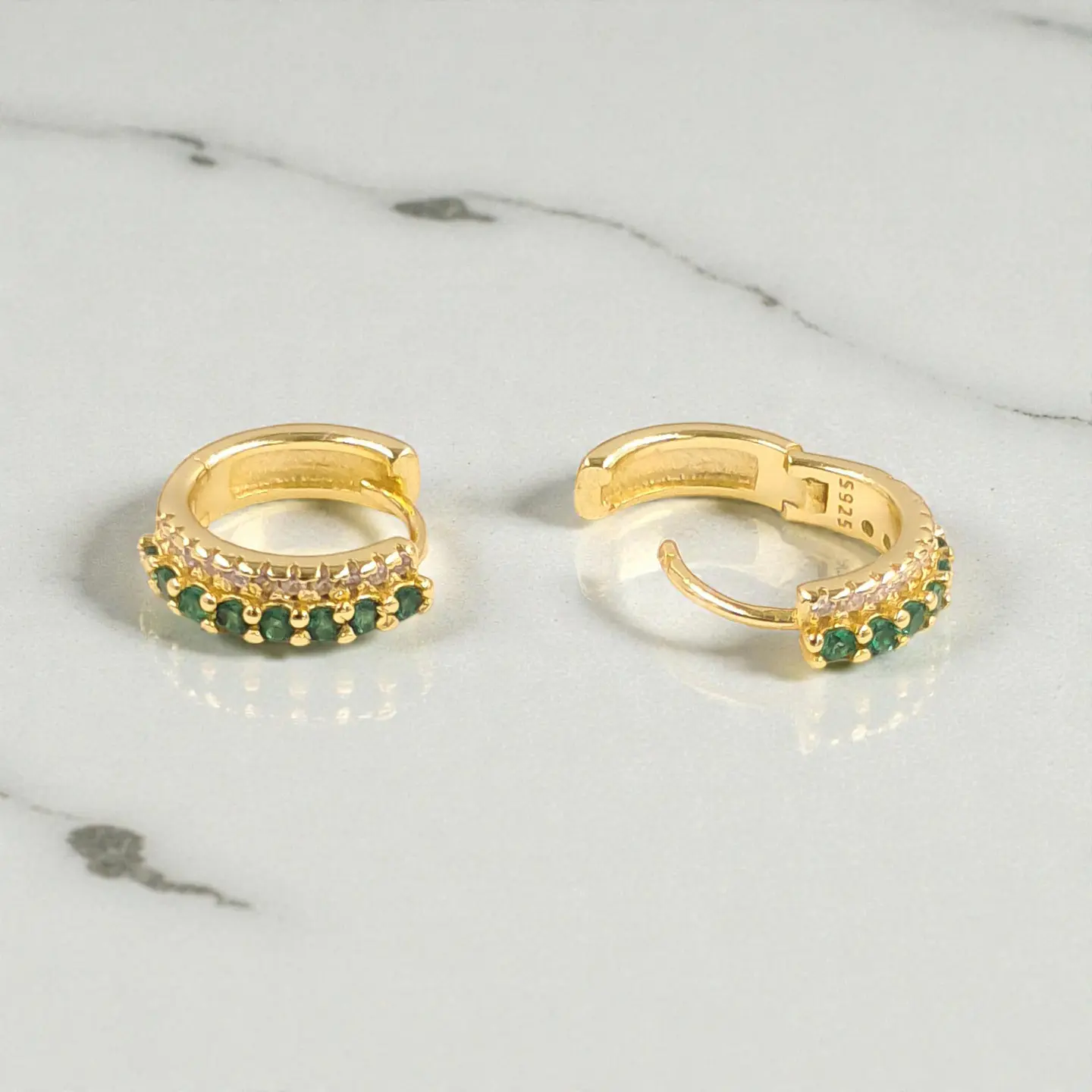 Argollas Aurora Verde | Plata 925 baño de oro 18k 3