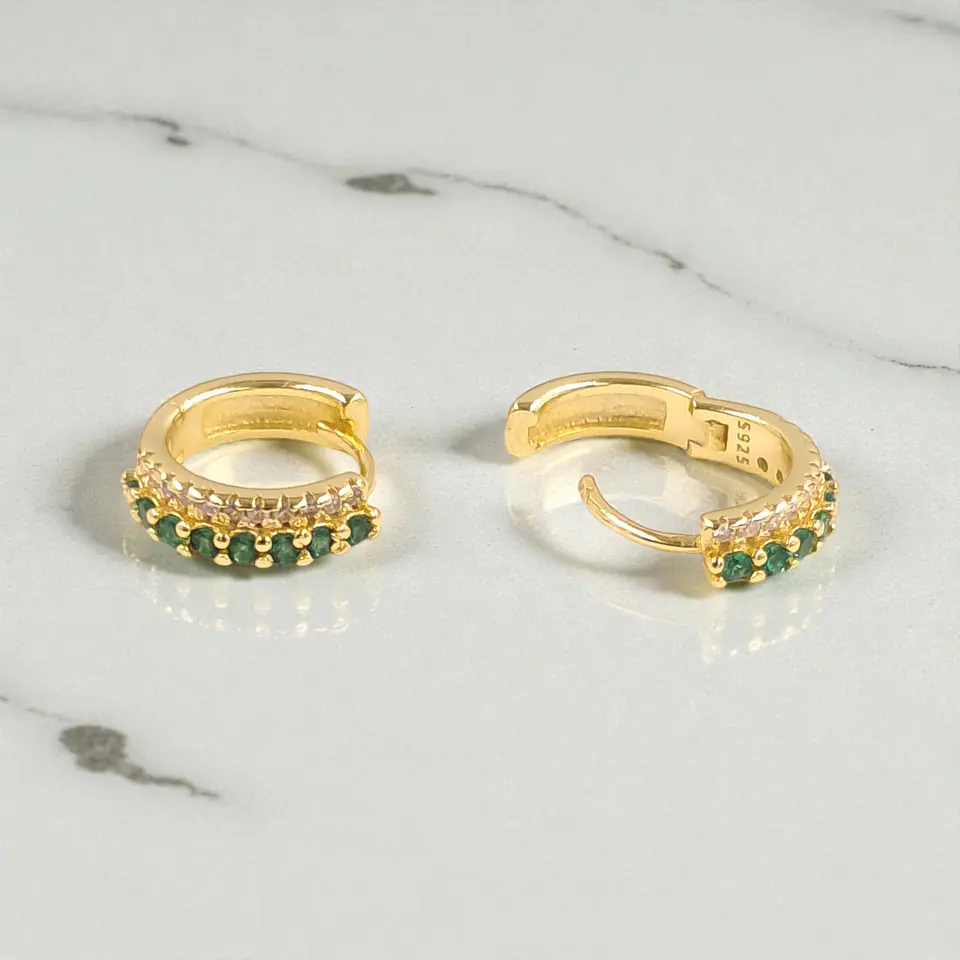Argollas Aurora Verde | Plata 925 baño de oro 18k 3