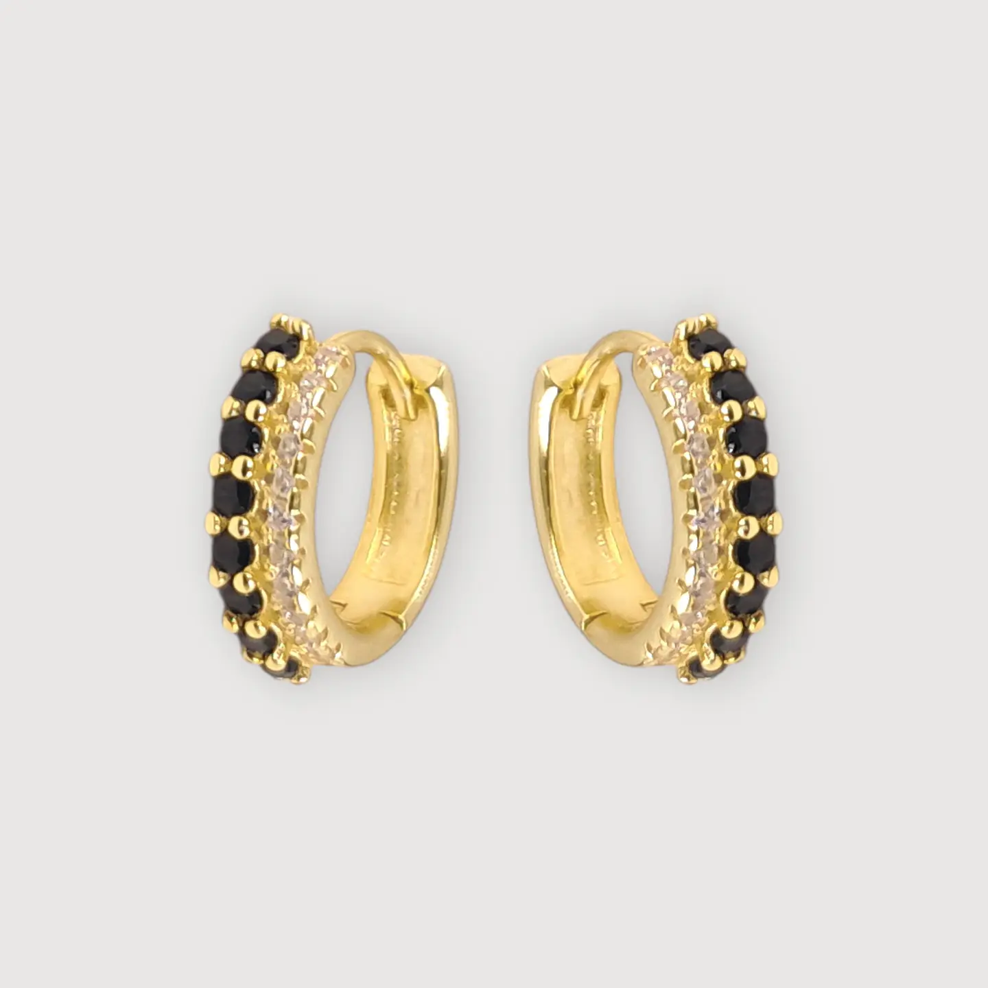 Argollas Aurora Negra | Plata 925 baño de oro 18k 1