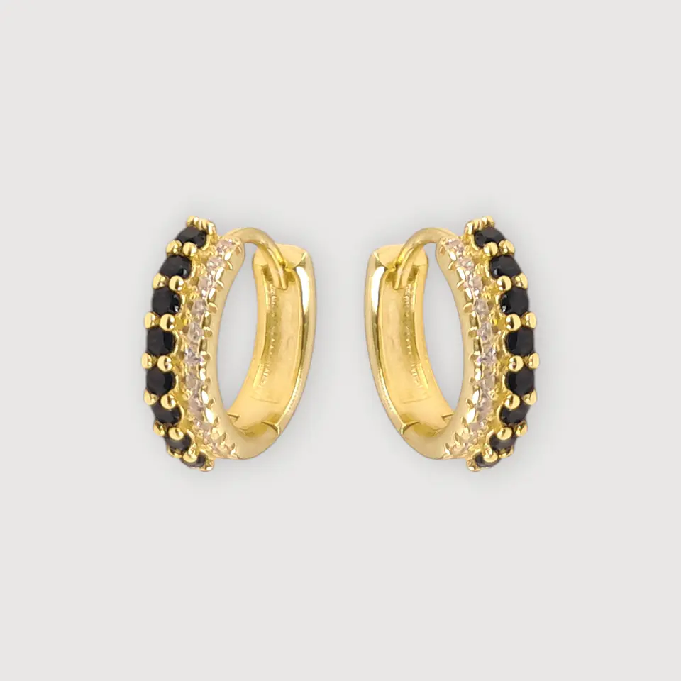 Argollas Aurora Negra | Plata 925 baño de oro 18k 1