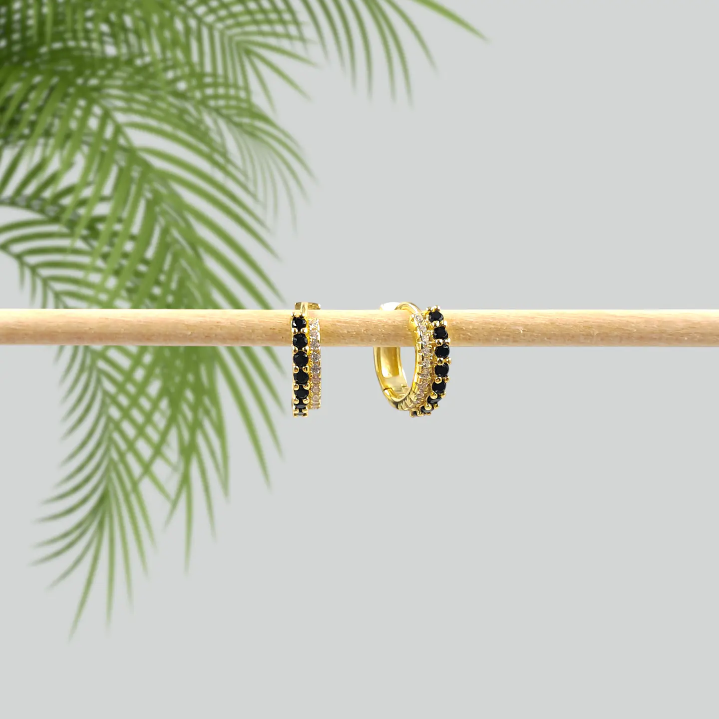 Argollas Aurora Negra | Plata 925 baño de oro 18k 3