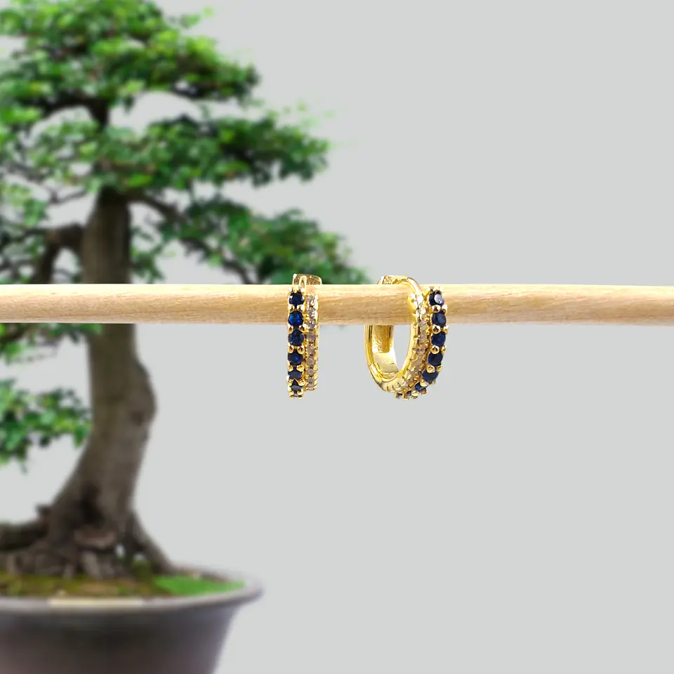 Argollas Aurora Azul | Plata 925 baño de oro 18k 4