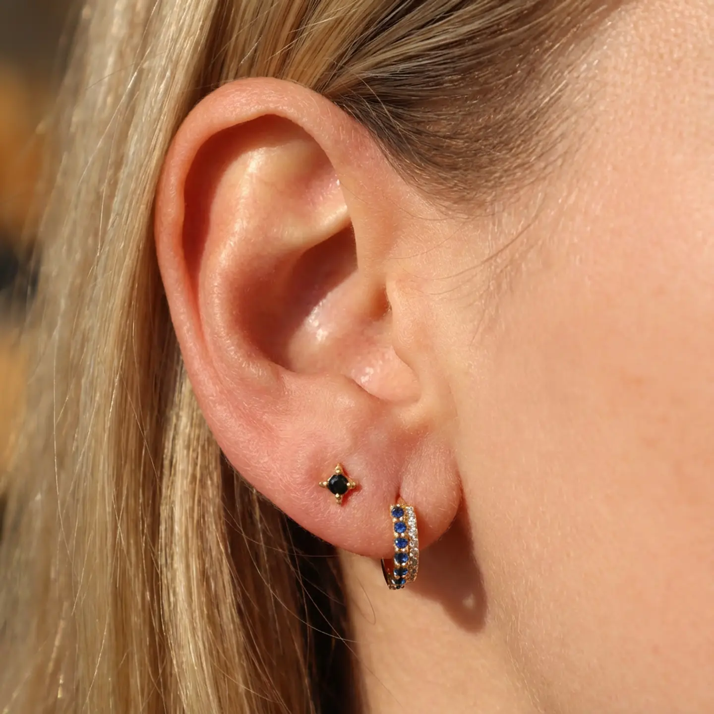 Argollas Aurora Azul | Plata 925 baño de oro 18k 2