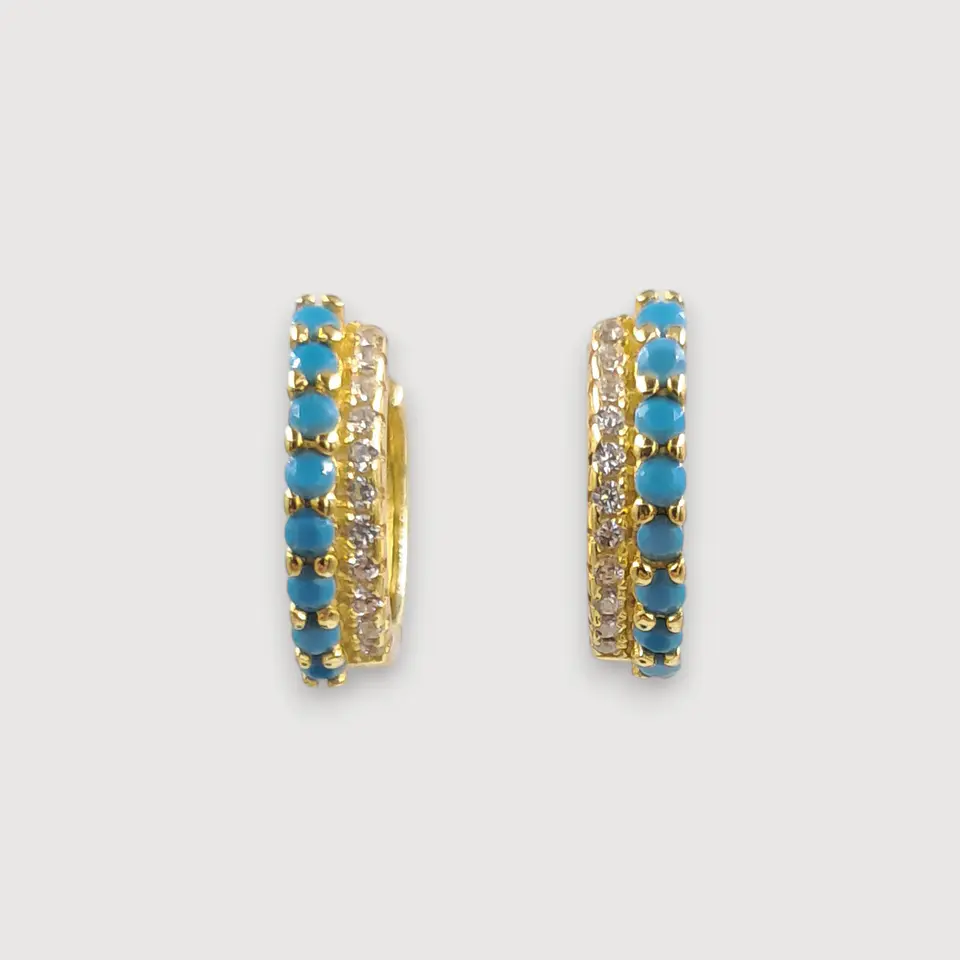 Argollas Aurora Turquesa | Plata 925 baño de oro 18k 1