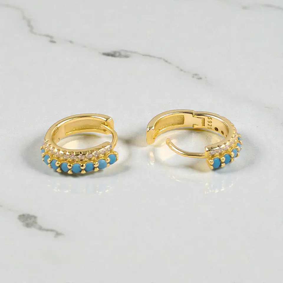 Argollas Aurora Turquesa | Plata 925 baño de oro 18k 3