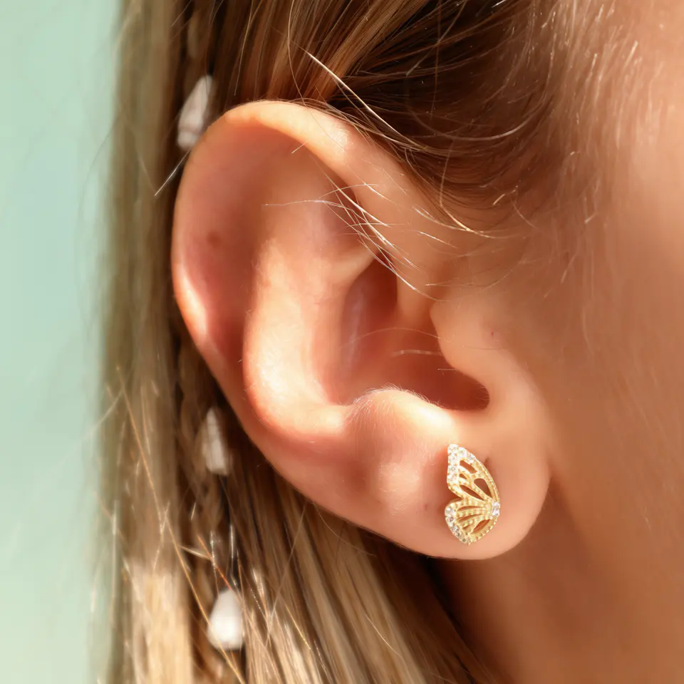 Aros Alas de Mariposa | Plata 925 baño de oro 18k 2