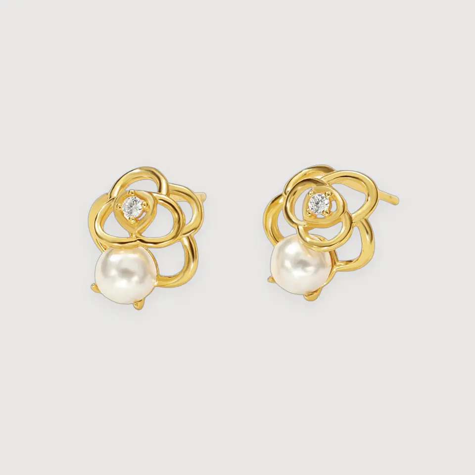 Aros Flor | Plata 925 baño de oro 18k 1