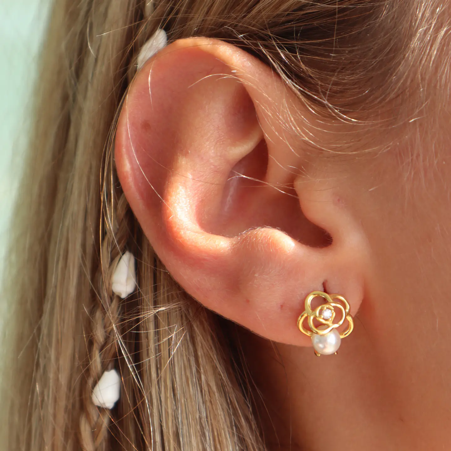 Aros Flor | Plata 925 baño de oro 18k 2