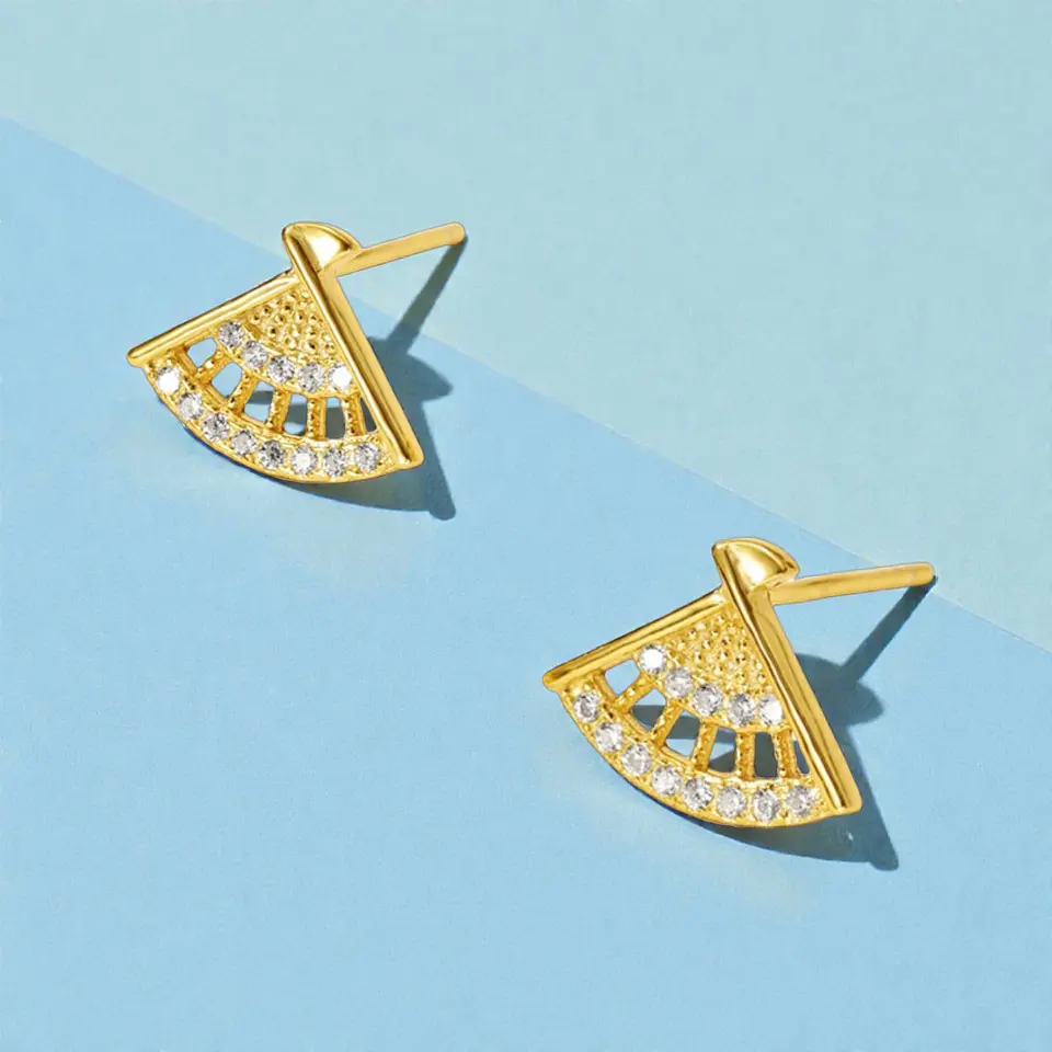Aros Abanico | Plata 925 baño de oro 18k 3