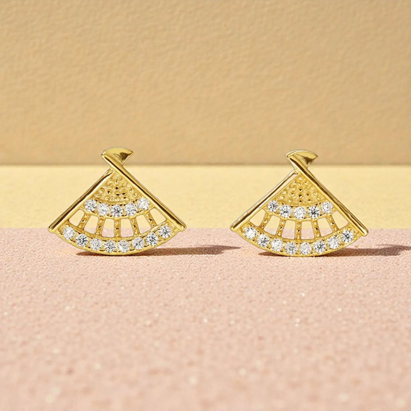 Aros Abanico | Plata 925 baño de oro 18k 4